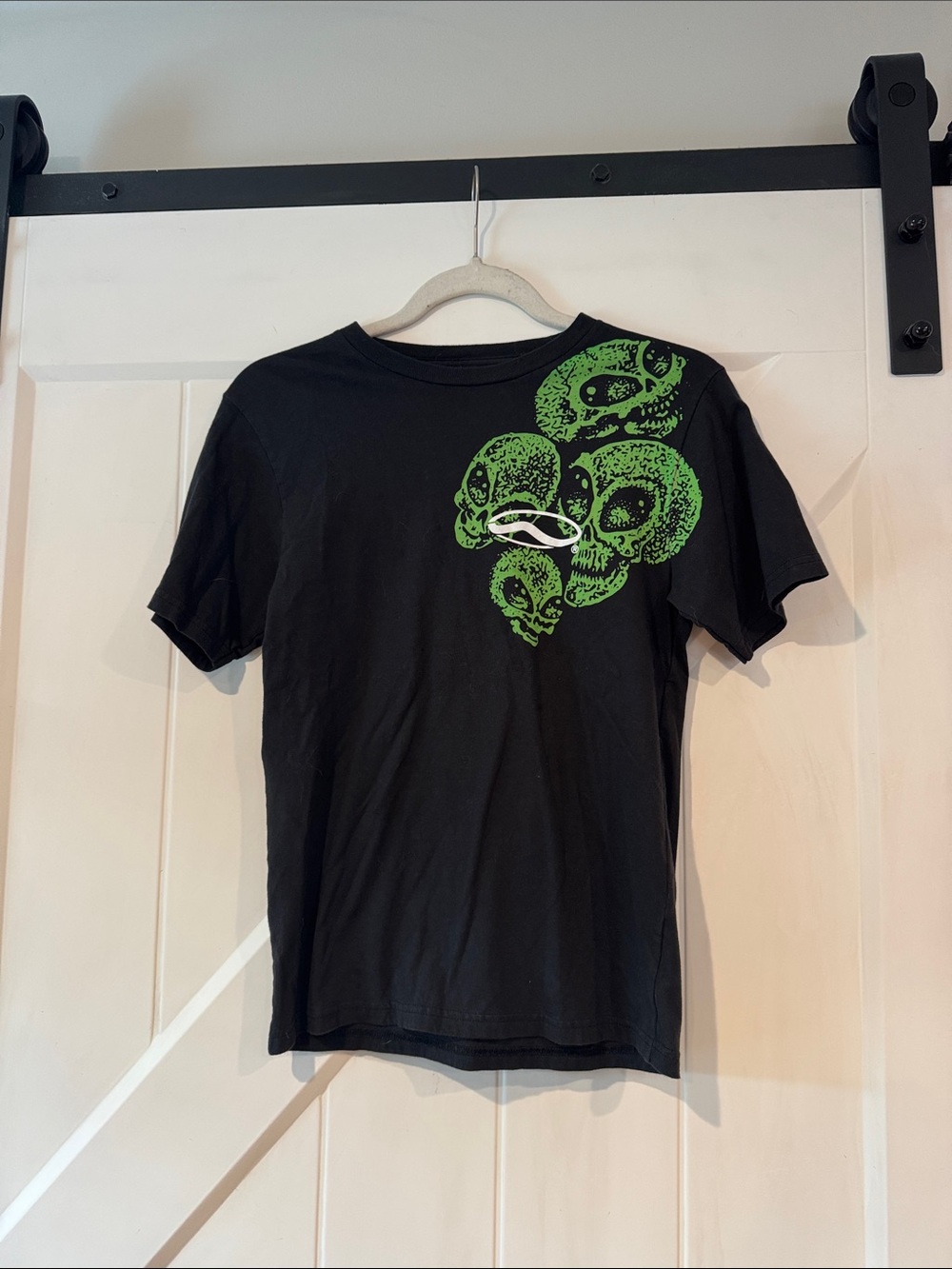 Vans Black Tee with Neon Green Skull Cluster